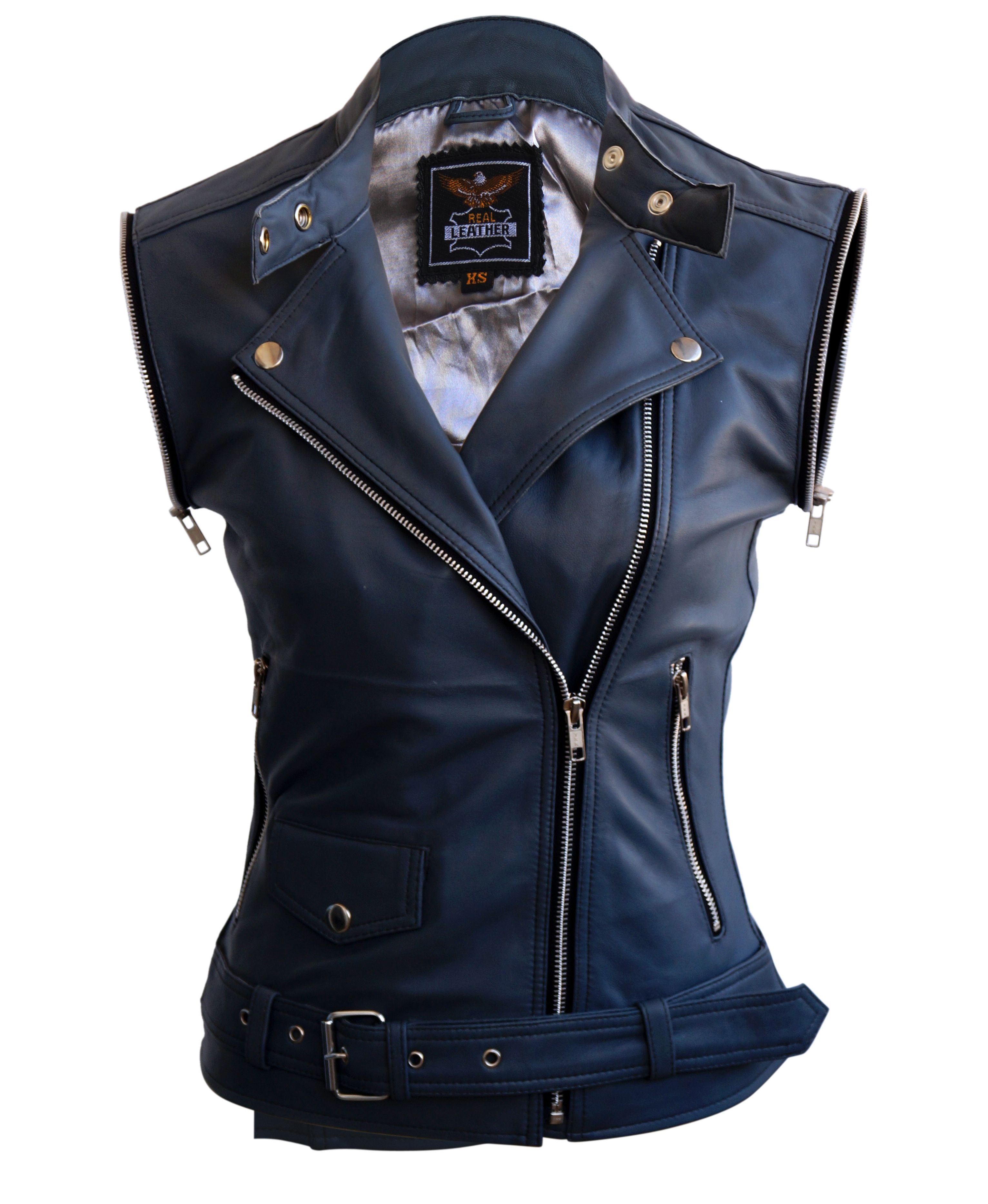 Women Gray Grey Brando Genuine Leather Jacket With RebelsMarket
