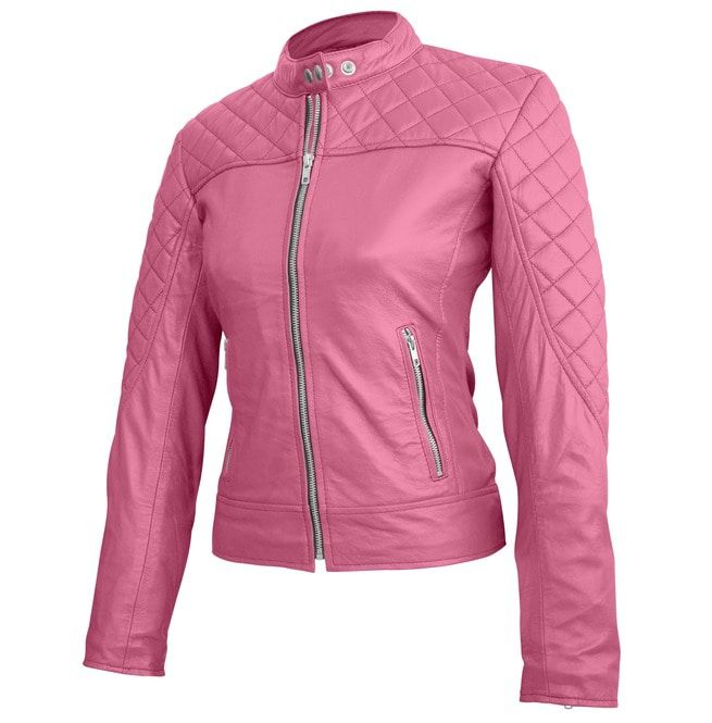 Women's Pink Quilted Genuine Leather Jacket Vintage & RebelsMarket