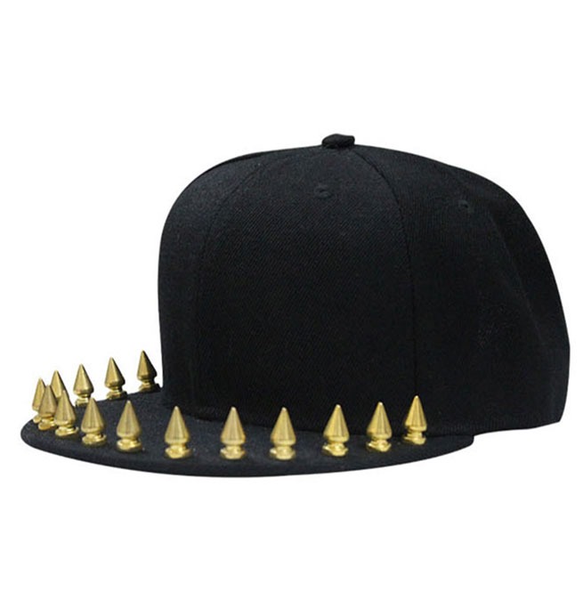 Gold Rivet Spike Flat Brim Basebal Cap RebelsMarket