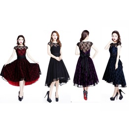 Red Black Blue Purple Lace Party Goth Rockabilly 50s Pin Up Dress Red Black Blue Purple Lace Party Goth Rockabilly 50s Pin Up Dress