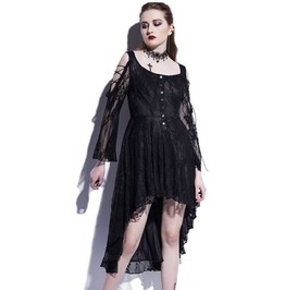 Gothic Asymmetric Lace Flower Long Sleeves Short Dress Gothic Asymmetric Lace Flower Long Sleeves Short Dress
