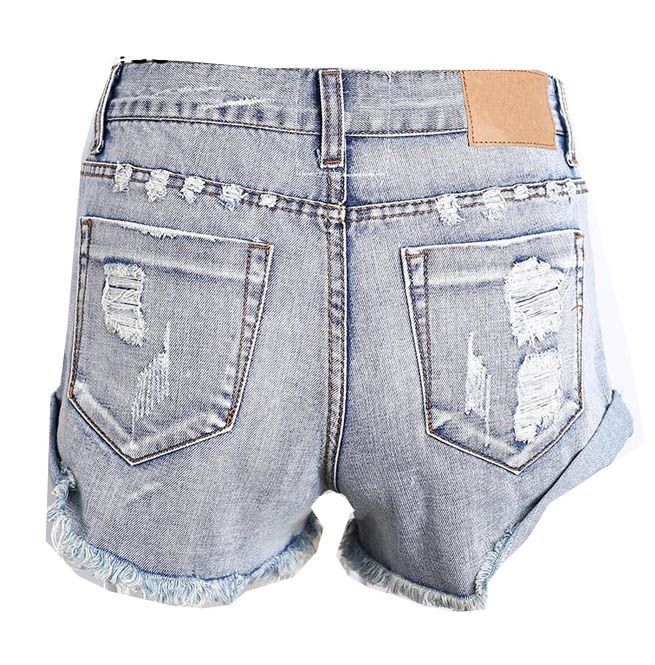 Boho Grunge Ripped Denim Casual Pocket 