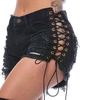 Dark forest lace up ripped shorts shorts and capris