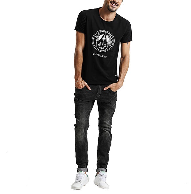 Enzyme Wash Scratched Slim Fit Black Denim Jeans Men RebelsMarket