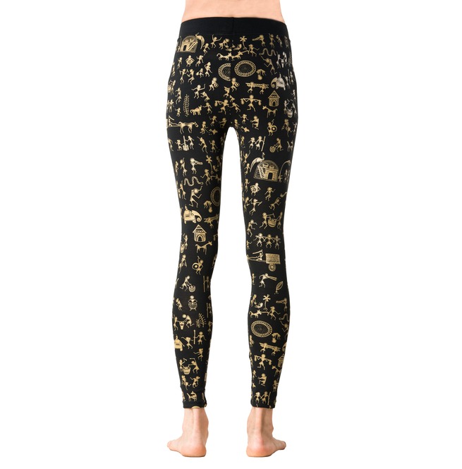 Indian Tribal Warli Art Printed Leggings Forest RebelsMarket
