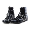 Rebelsmarket mens buckle strap chain faux leather side zipper shoes pointed toe boots boots 6