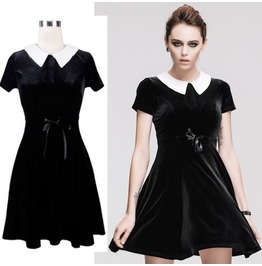 Women Devil Fashion Retro Knee Length Shit Gothic Lolita Velvet Dress W Bel Women Devil Fashion Retro Knee Length Shit Gothic Lolita Velvet Dress W Bel