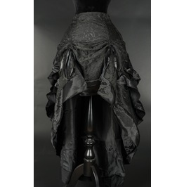 Black Brocade Adjustable Long Bustle 3 Layer Ruffle Victorian Goth Skirt Black Brocade Adjustable Long Bustle 3 Layer Ruffle Victorian Goth Skirt