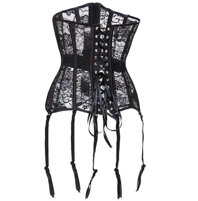 Gothic Lolita Sexy Latex Waist Cincher Black Floral RebelsMarket