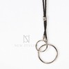 Silver Double Circle Pendant In Adjustable Black Rope Necklace 56 Silver Double Circle Pendant In Adjustable Black Rope Necklace 56