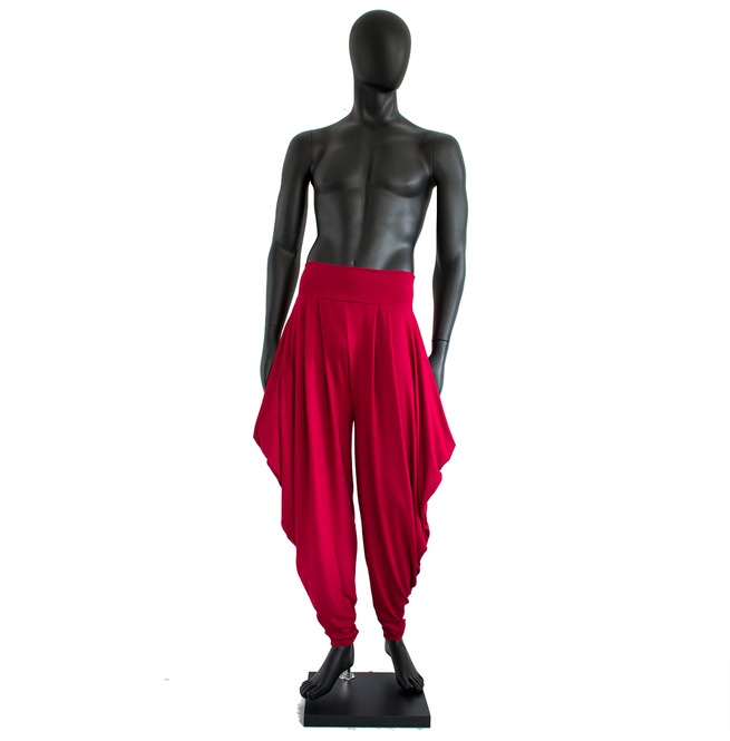 Men Workout Pants Red Harem Baggy 