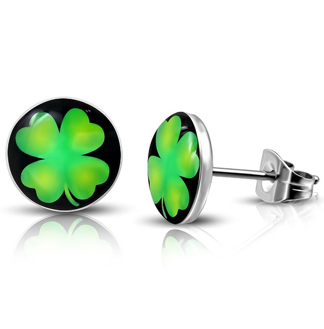Stainless Steel 3-tone Love Heart Circle Stud Earrings pair