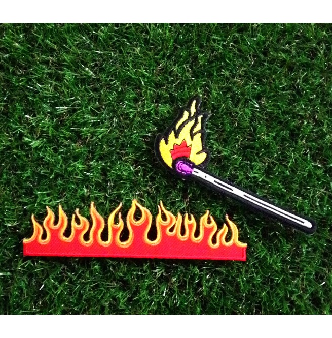 Set 2 Pcs. Matches Flame Iron On Patch. RebelsMarket