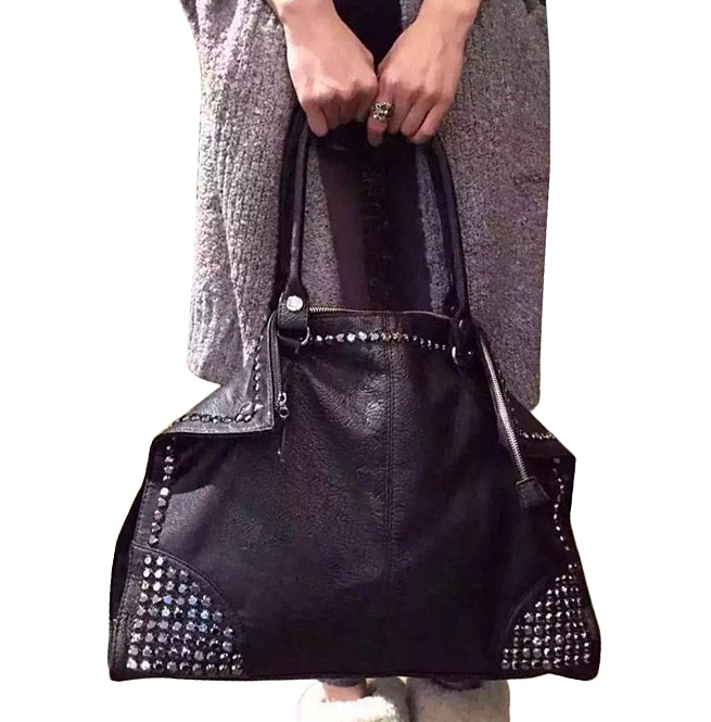 Punk Big Capacity Black Pu Leather Rivet Oversize RebelsMarket