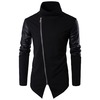 Rebelsmarket mens stand collar faux leather sleeve slim fitted knitted jacket jackets 6