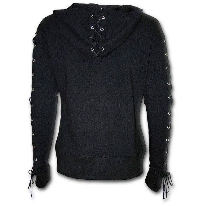 Gothic Pastel Goth Rock Black Lace Up Full Zip Glitter | RebelsMarket