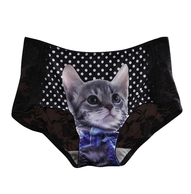 Seamless Sexy Lace 3 D Print Cats Polka Dots Underwear RebelsMarket