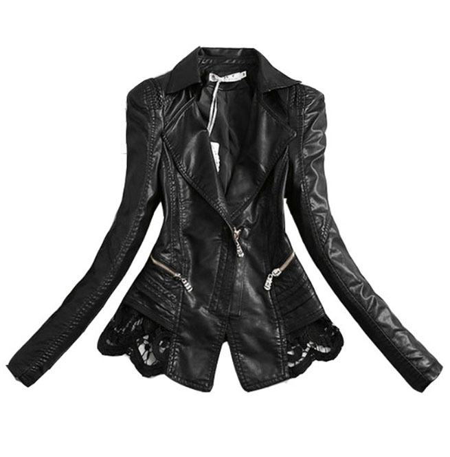 Punk Rock Goth Wide Collar Zipper Lace Design Pu ... (655 x 665 Pixel)