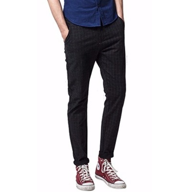 England Style Plaid Pencil Pants Men's Long Trousers RebelsMarket