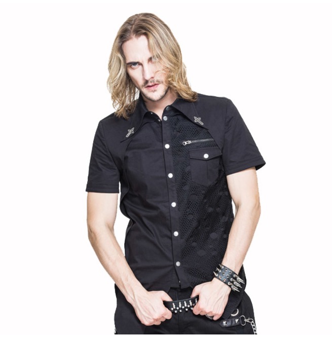 Men's Mesh And Holes Short Sleeve Shirt Thinkers RebelsMarket