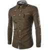 Rebelsmarket steampunk slim fit double pocket buttons design military cargo dress shirt shirts 8