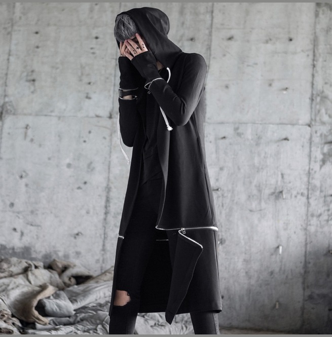 hoodie and long coat