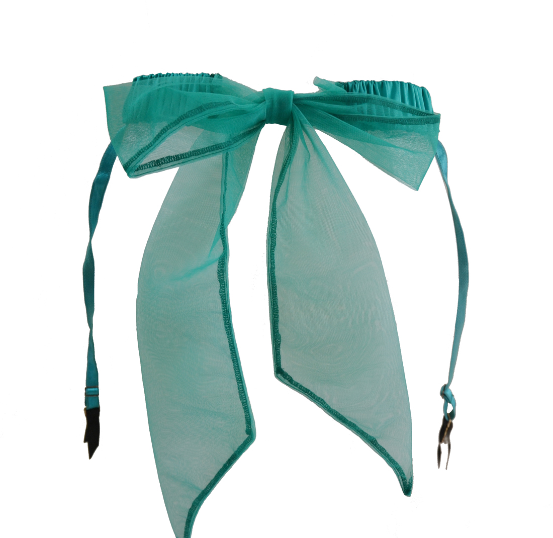 Daisy Emerald Green Silk Bow Tie Garter Belt Suspender - Loungewear | RebelsMarket