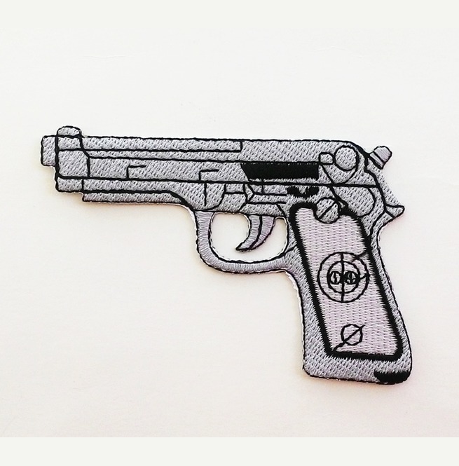 Embroidered Automatic Gun Iron On Patch. RebelsMarket