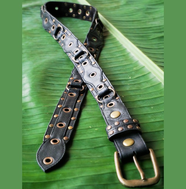 Black Leather Belt With Rings Goth Steampunk Punk Belt RebelsMarket