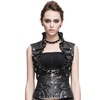 Punk Women's Black Leather Ruffled Chest Vest (Silver) Punk Women's Black Leather Ruffled Chest Vest (Silver)