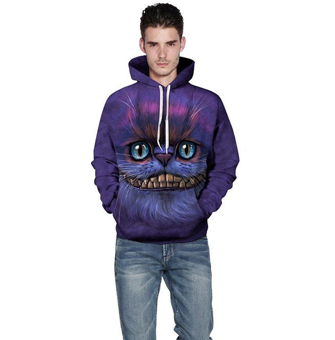 Autumn Winter 3 D Print Cheshire Cat Hooded Sweatshirt RebelsMarket