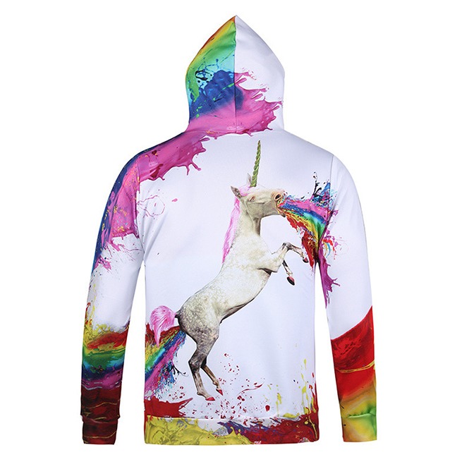Punk Harajuku 3D Unicorn Spray Paint Print Front Pocket RebelsMarket
