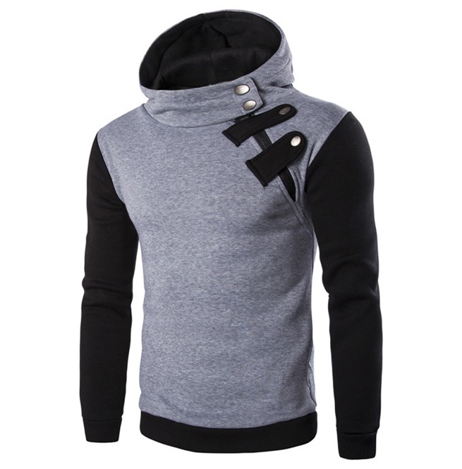 Punk Double Zipper Buckle Autumn Winter Hoodie Men RebelsMarket