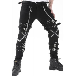 Gothic Dead Threads Pant Black Punk Buckle Zips Chain Strap Punk Trousers Gothic Dead Threads Pant Black Punk Buckle Zips Chain Strap Punk Trousers
