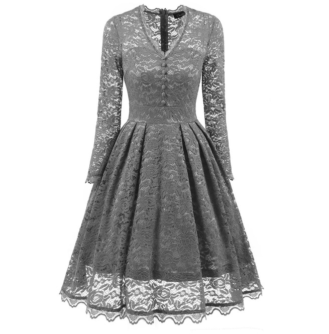 Long Sleeves Pleated Cocktail Dress