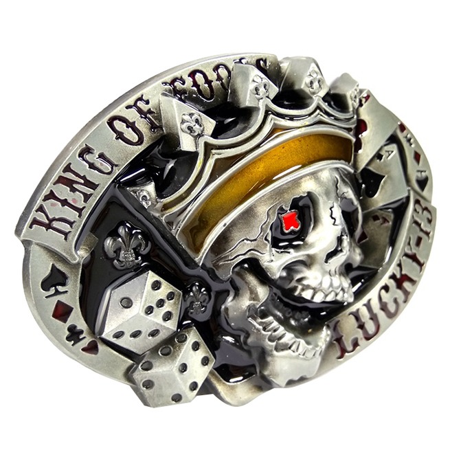 Punk Rock Lucky 13 Poker King Skull Metal Buckle Pu RebelsMarket