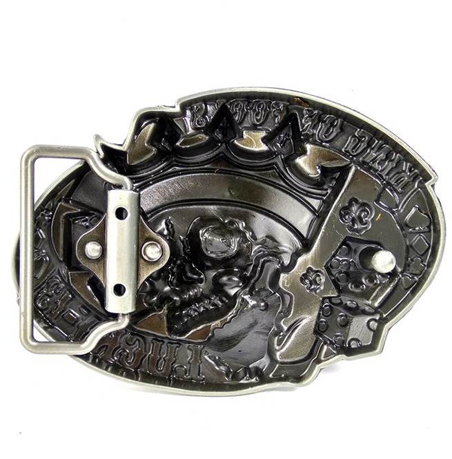 Punk Rock Lucky 13 Poker King Skull Metal Buckle Pu RebelsMarket