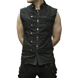 Men's Gothic Military Waistcoat Criminal Damage Blacklist Guard Waistcoat Men's Gothic Military Waistcoat Criminal Damage Blacklist Guard Waistcoat