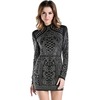 Punk Black Rhinestone High Neck Long Sleeve Bodycon Mini Dress Punk Black Rhinestone High Neck Long Sleeve Bodycon Mini Dress