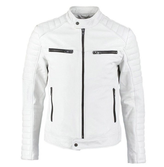 white mens biker jacket