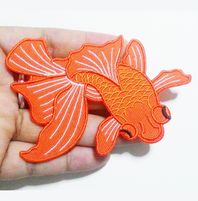 Goldfish Embroidered Iron On Patch. RebelsMarket