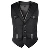 Rebelsmarket men black imitation leather waistcoat vest with elegant pockets steampunk g vests 5