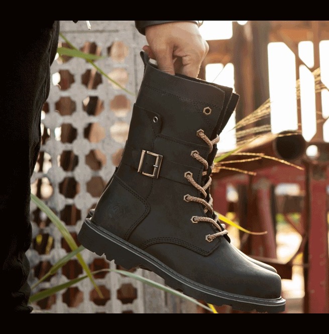 Men High Top Boots Martin Boots Genuine Leather RebelsMarket