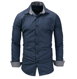 mens red button down shirt with black stripes