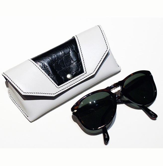 Black And White Leather Sunglasses Case, Leather RebelsMarket