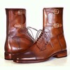 Rebelsmarket handmade men brown high ankle monk strap boots men ankle leather boots boots 4