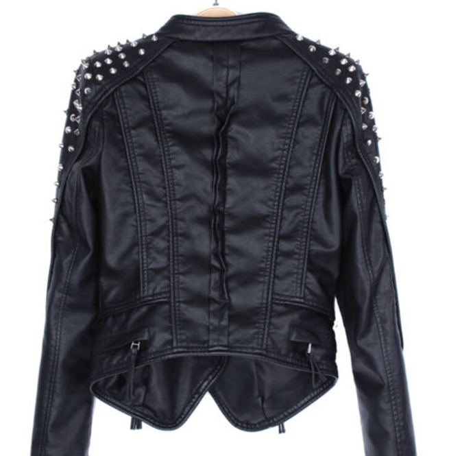 Women Punk Style Short Studded Leather Jacket, | RebelsMarket (655 x 665 Pixel)
