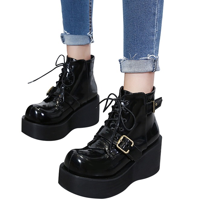 Punk Rock Women's Star Studded Lace Up Boots RebelsMarket
