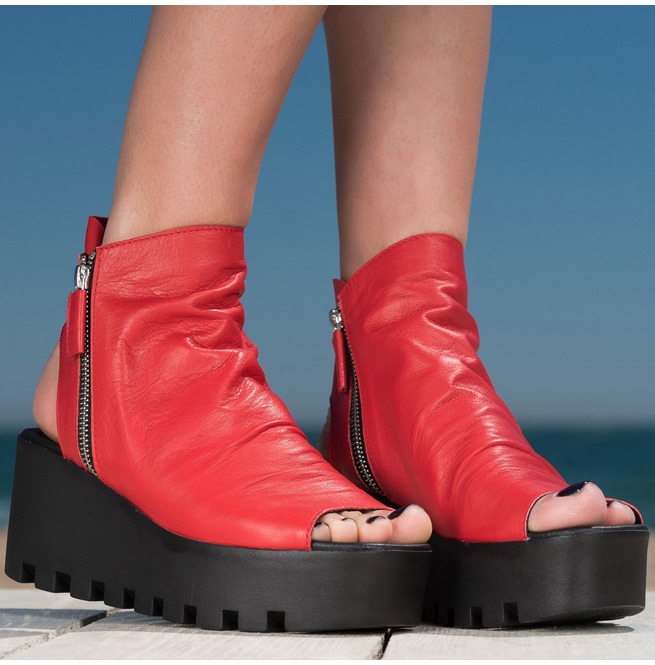 Red Genuine Leather Wedges/Red Summer Boots/Red RebelsMarket Red Genuine Leather Wedges/Red Summer Boots/Red RebelsMarket