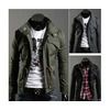 Slim fit turn down stand collar pockets men jacket parkas jackets